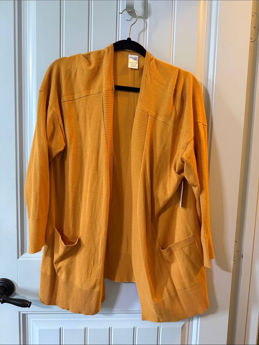 Open-Front Mustard Cardigan Sweater